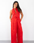 Eve Utility Belted Linen Jumpsuit