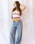 Alison Striped Knit Top- Pink Combo