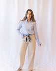 Holland Poplin Striped Blouse- Blue
