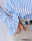 Holland Poplin Striped Blouse- Blue