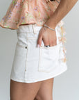Gina Denim Mini Skirt- White