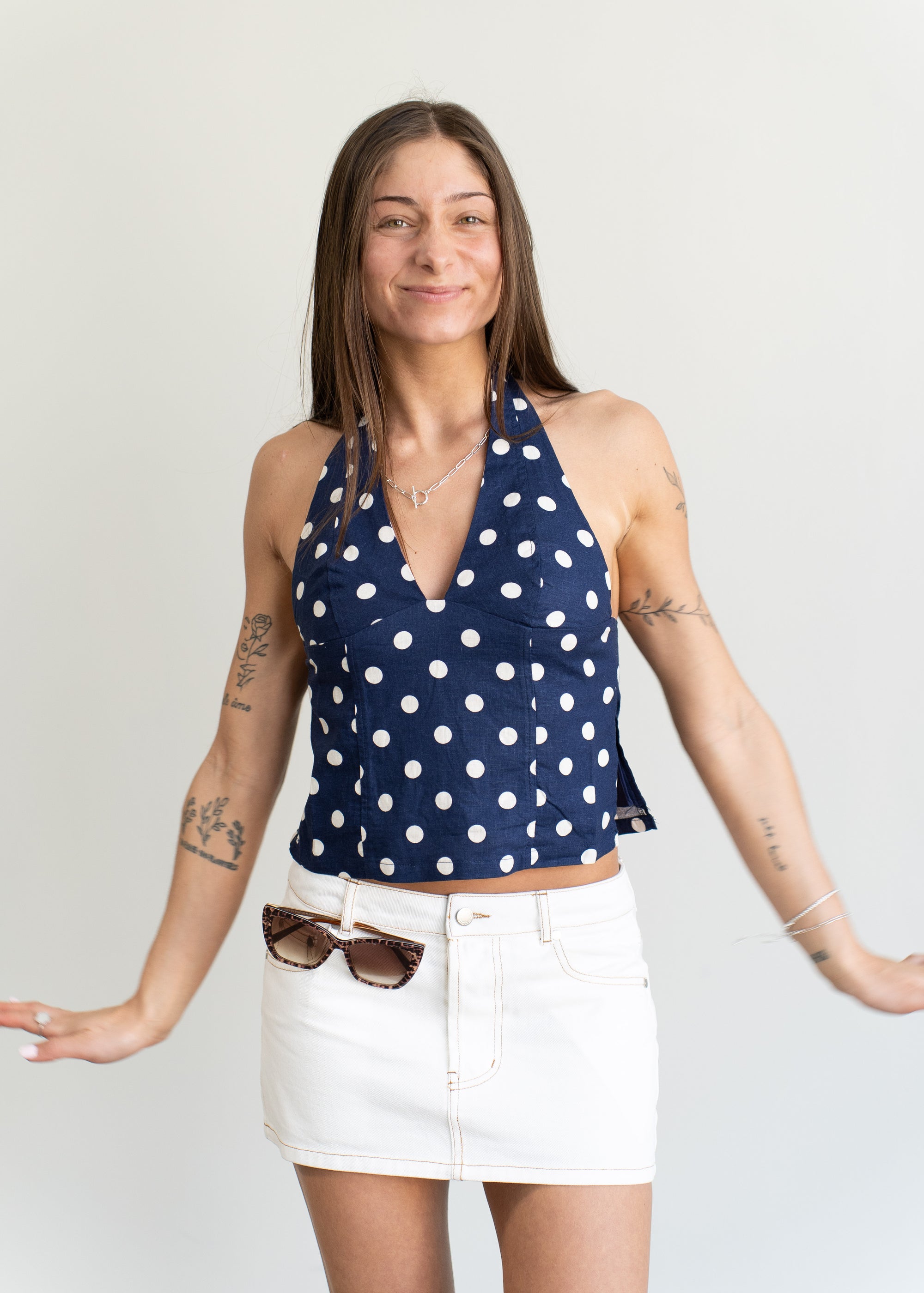 Gina Denim Mini Skirt- White