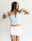 Gina Denim Mini Skirt- White