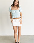 Talia Puff Sleeve Top- Blue