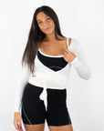 Quinn Contrast Top- Black