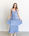 Lupin Tiered Dress- Slate Blue