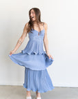 Lupin Tiered Dress- Slate Blue
