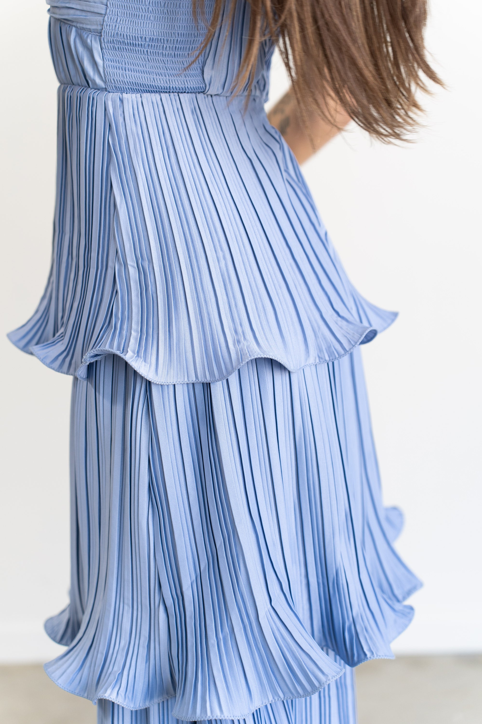 Lupin Tiered Dress- Slate Blue
