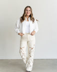 Shia Lace Detail Jeans- Beige