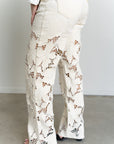 Shia Lace Detail Jeans- Beige