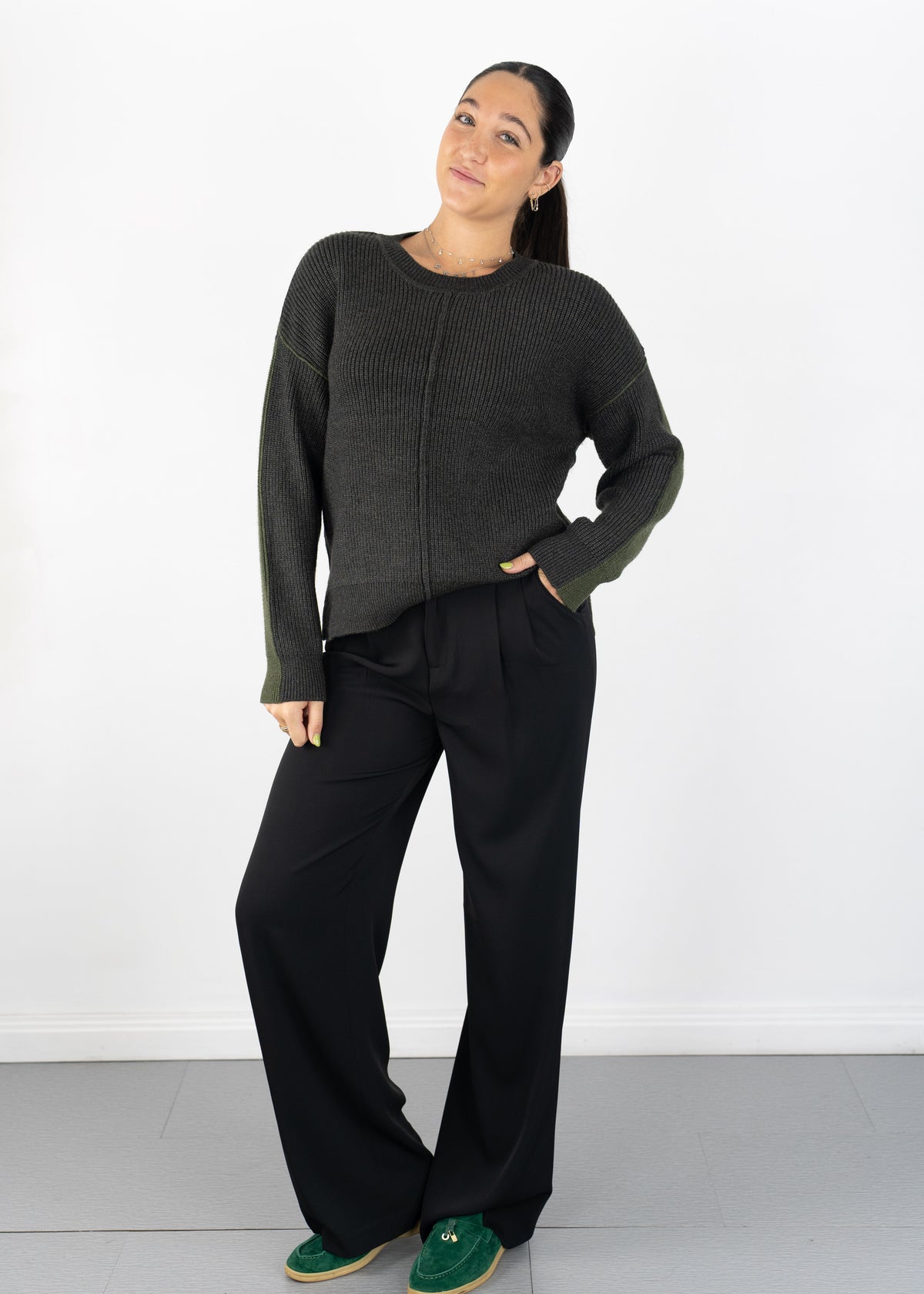 Runa Crew Neck Exposed Seam Sweater