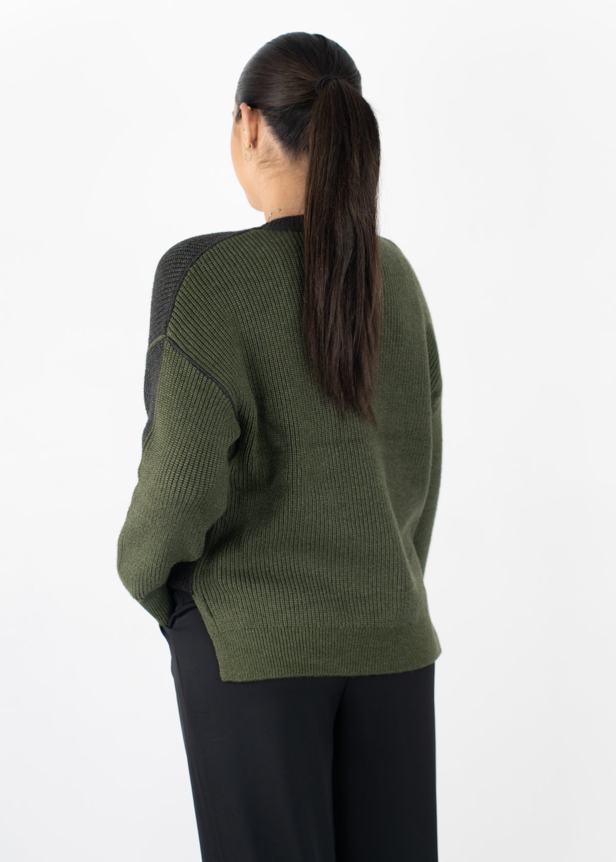 Runa Crew Neck Exposed Seam Sweater