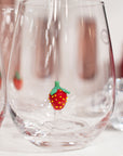 Stemless Wine Glass with Strawberries - sanitystyle