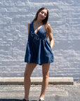 Chris Denim Tie-Front Romper