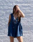 Chris Denim Tie-Front Romper