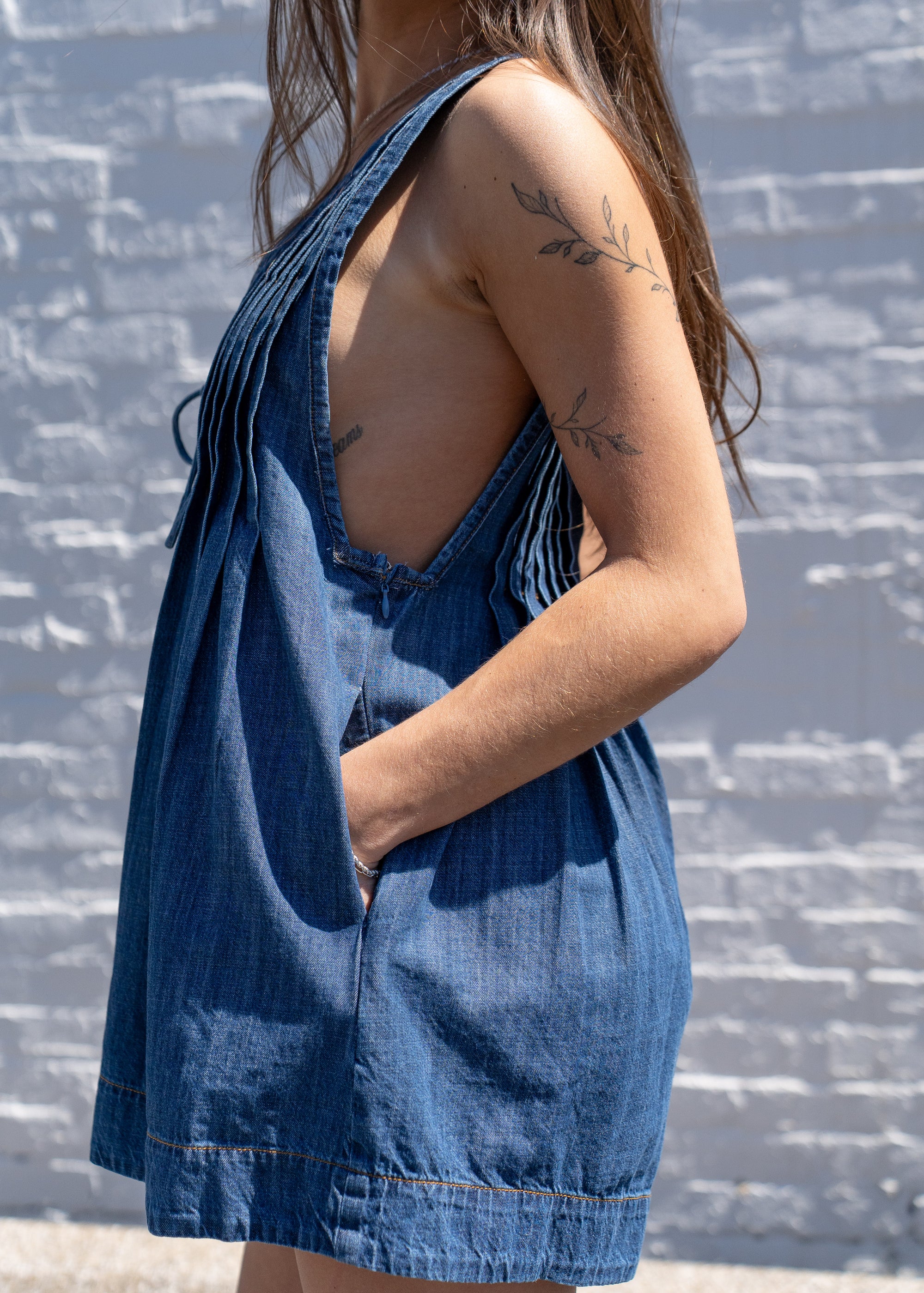 Chris Denim Tie-Front Romper