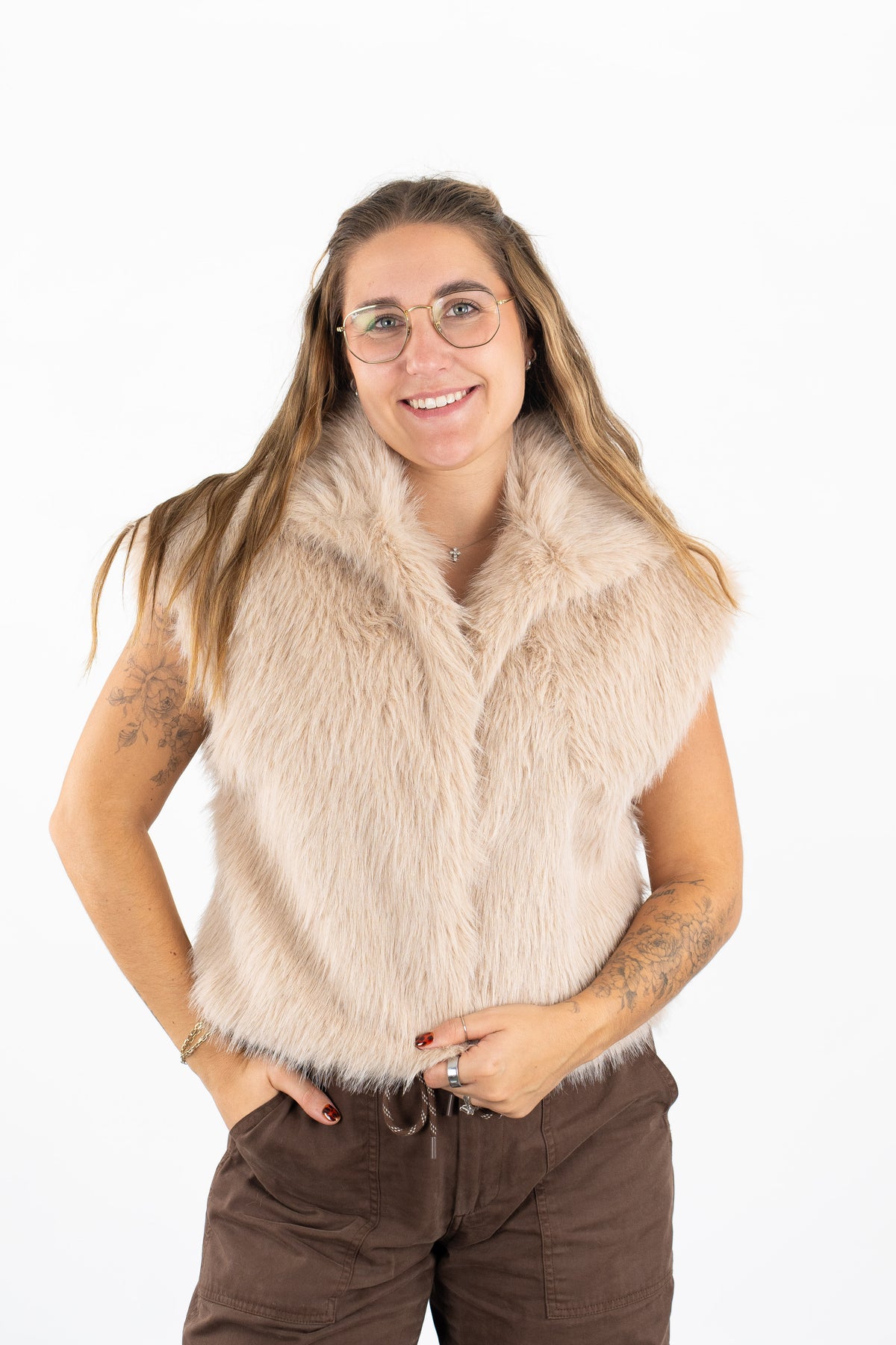 Georgette Faux Fur Vest