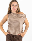 Diana Draped One-Shoulder Satin Top