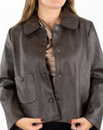 Vail Rounded Collar Faux Leather Jacket