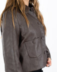 Vail Rounded Collar Faux Leather Jacket