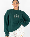 Sparkling Christmas Tree Embroidered Crewneck Sweatshirts
