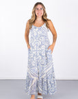 Magie Ruffle Trim Print Sleeveless Maxi Dress