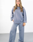 Striped Cotton Knit Wide Leg Pants