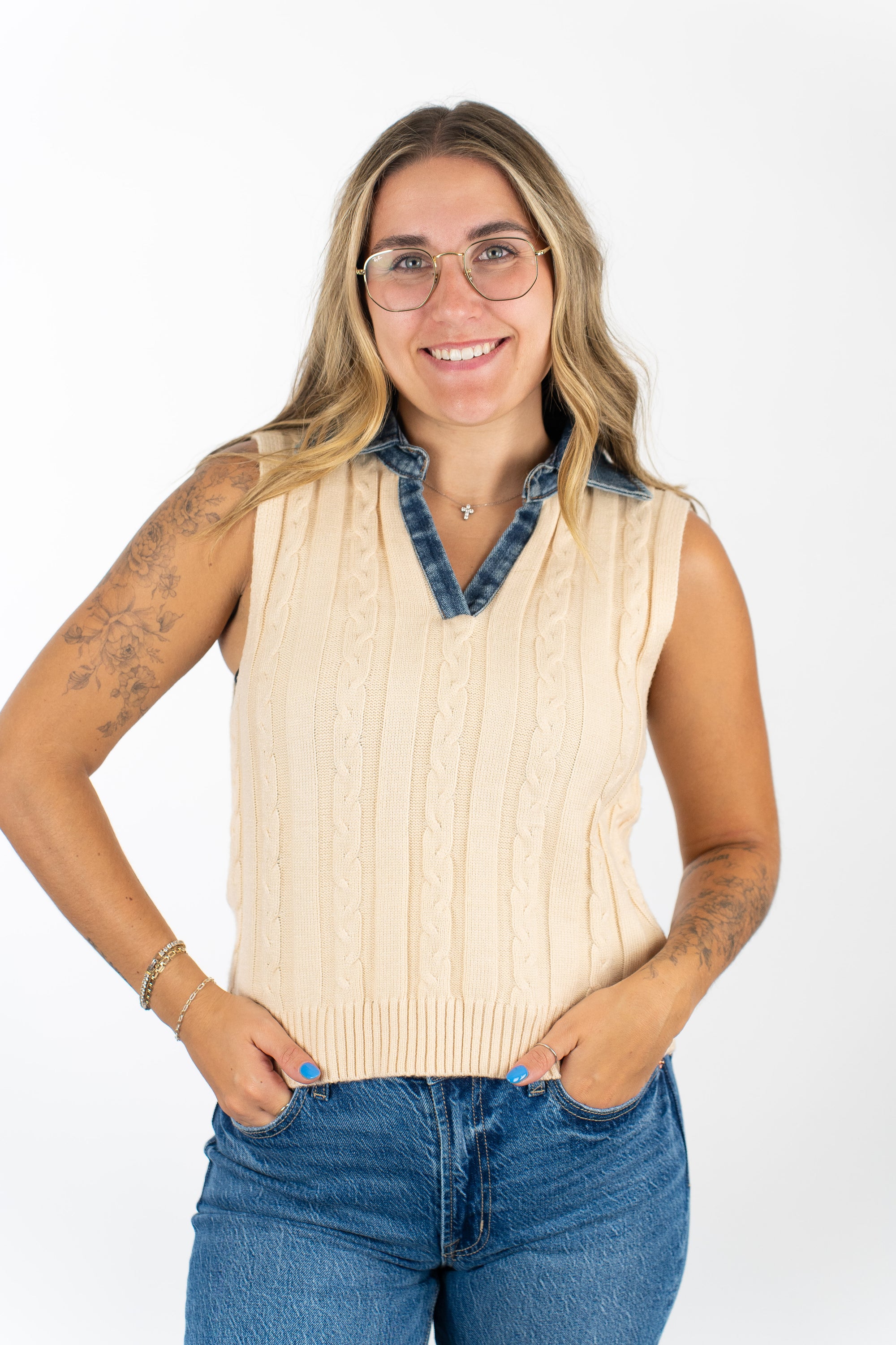 Monica Denim Collar Vest