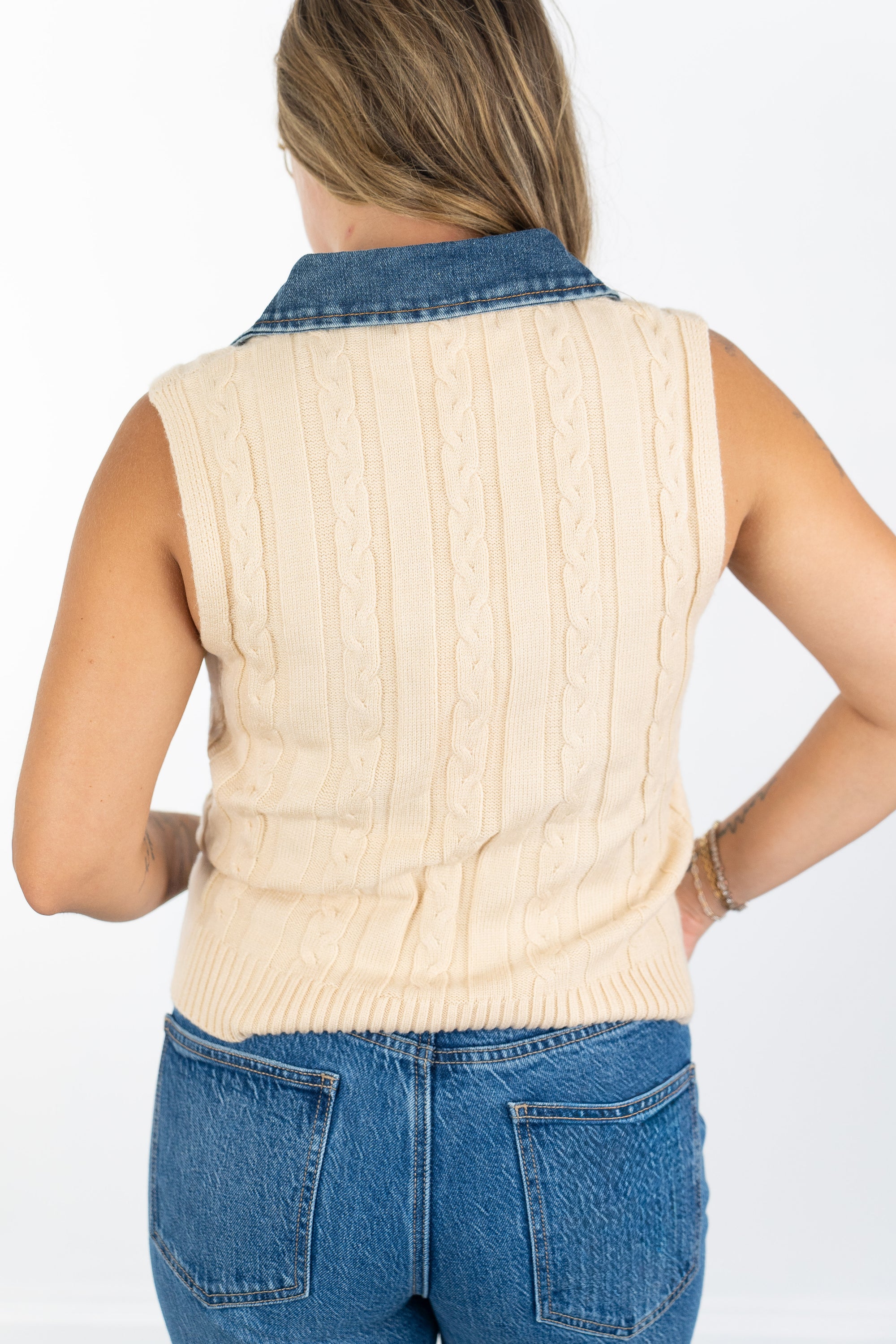 Monica Denim Collar Vest