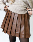 Mona Pleated Leather Skirt - sanitystyle