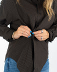 Mila Long Sleeve Button Down Wrap Top
