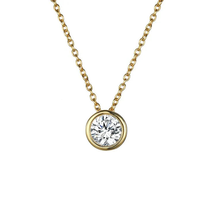 Bezeled Diamond Threader Necklace - Gold