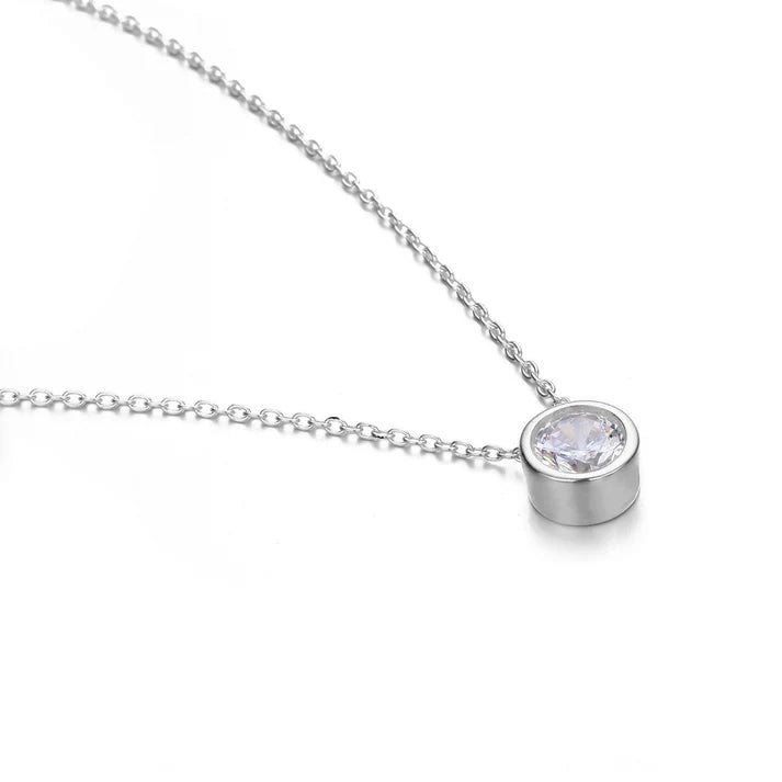 Bezeled Diamond Threader Necklace - Silver