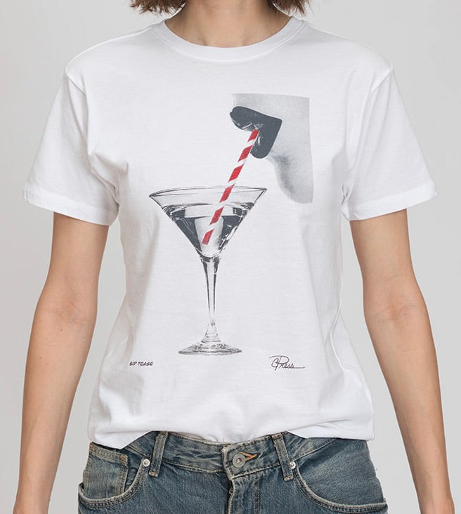 C Press Sip Tease Mushie Tee - Worn White