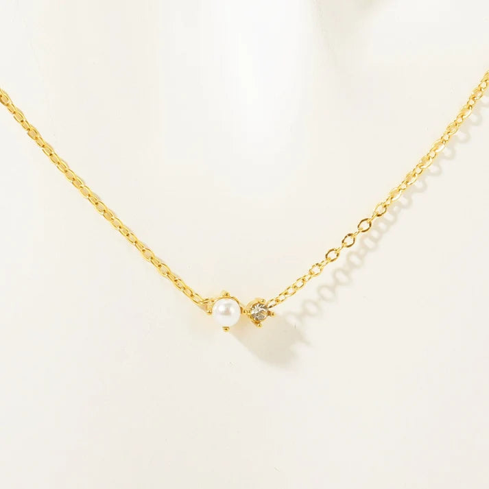 Dainty Pearl Birthstone Necklace
