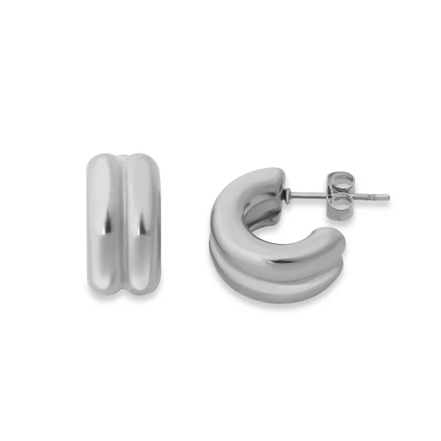 Double Chunky Huggies - Silver