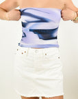 Holly Strapless Mesh Swirl Top
