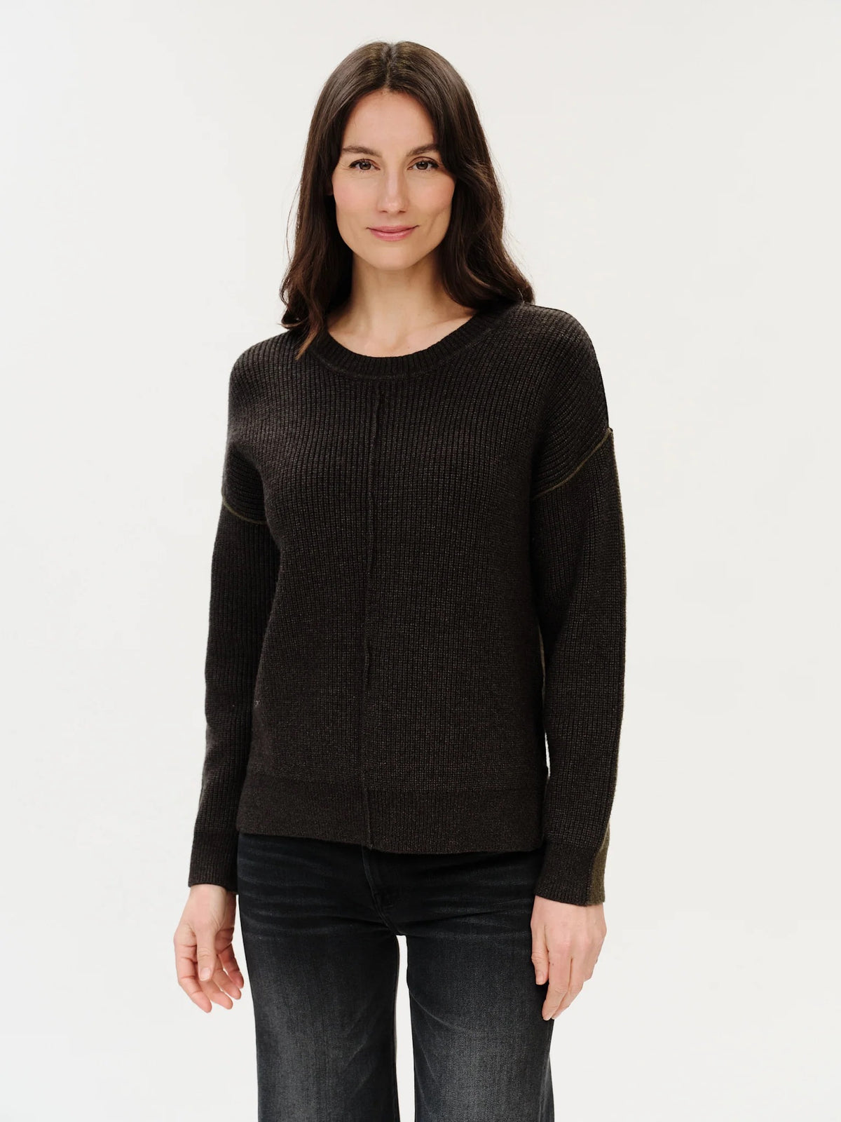 Runa Crew Neck Exposed Seam Sweater