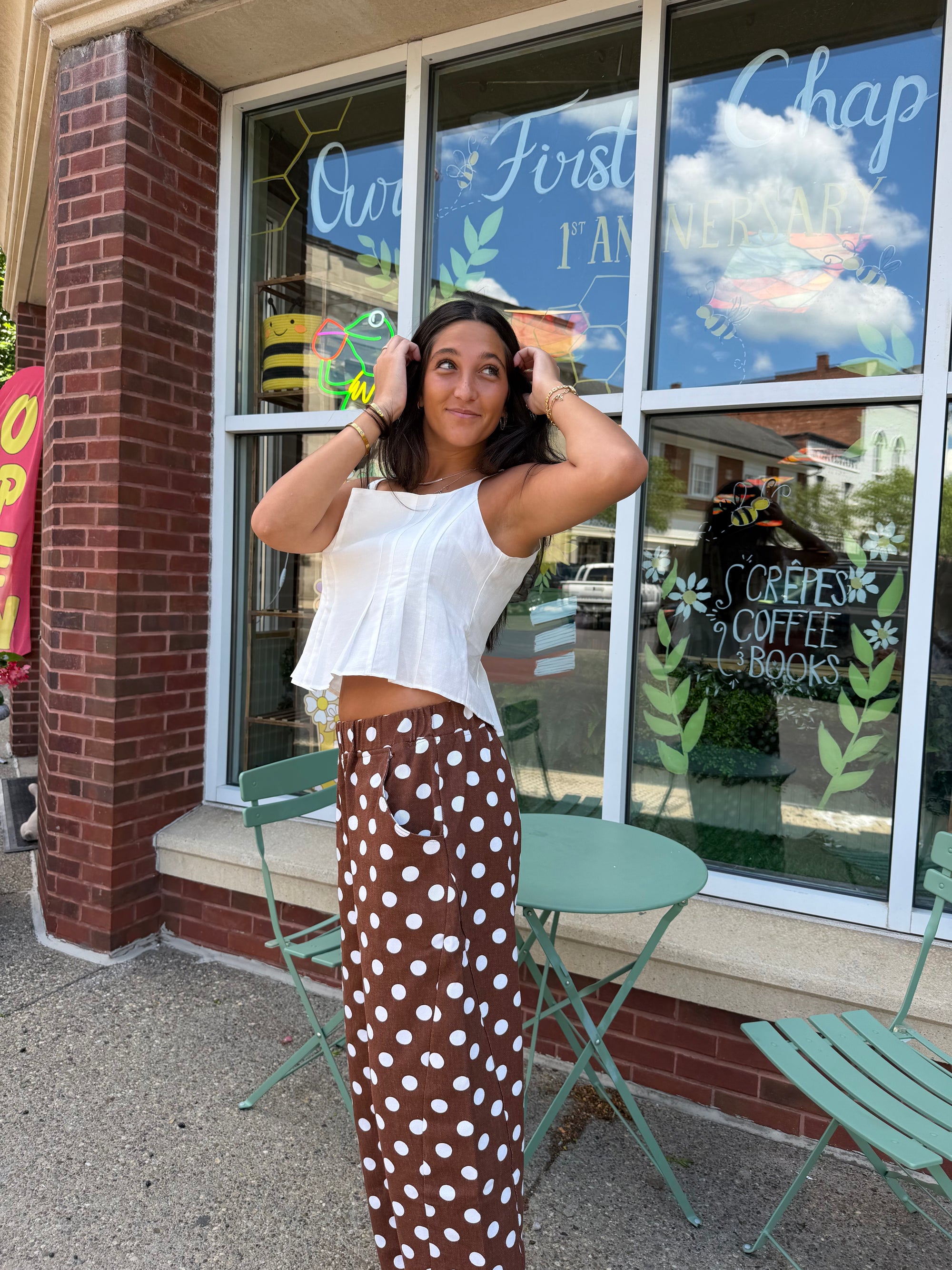 Carina Polka Dot Straight-Leg Pants