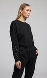 Marley Lace-Up Black Sweatshirt