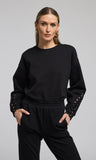 Marley Lace-Up Black Sweatshirt