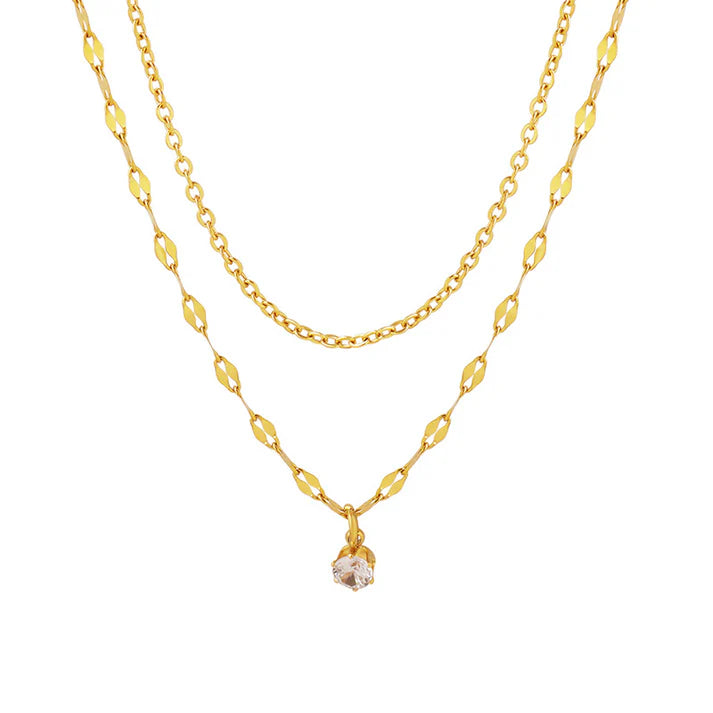 Layered CZ Pendant Necklace