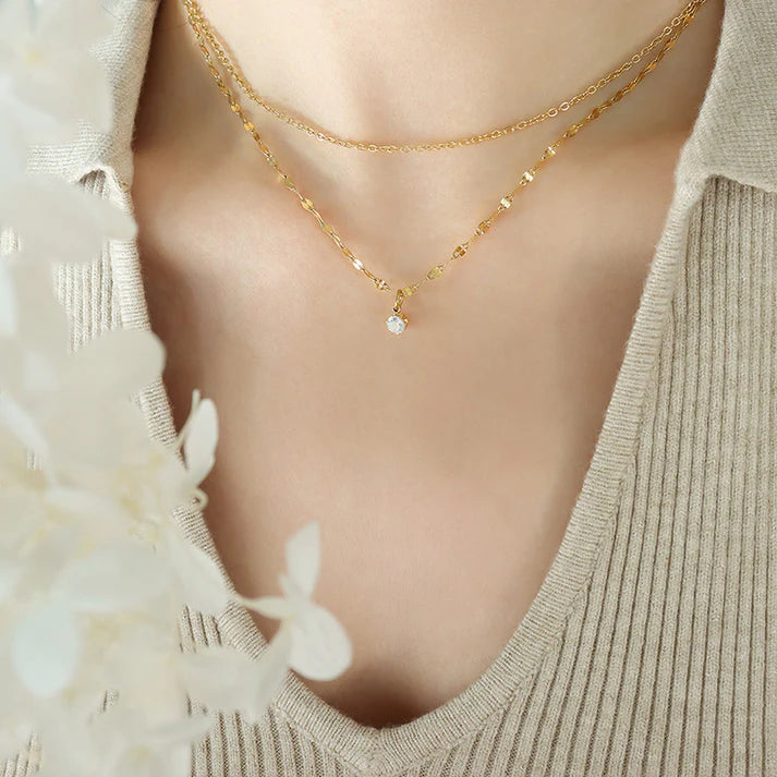 Layered CZ Pendant Necklace