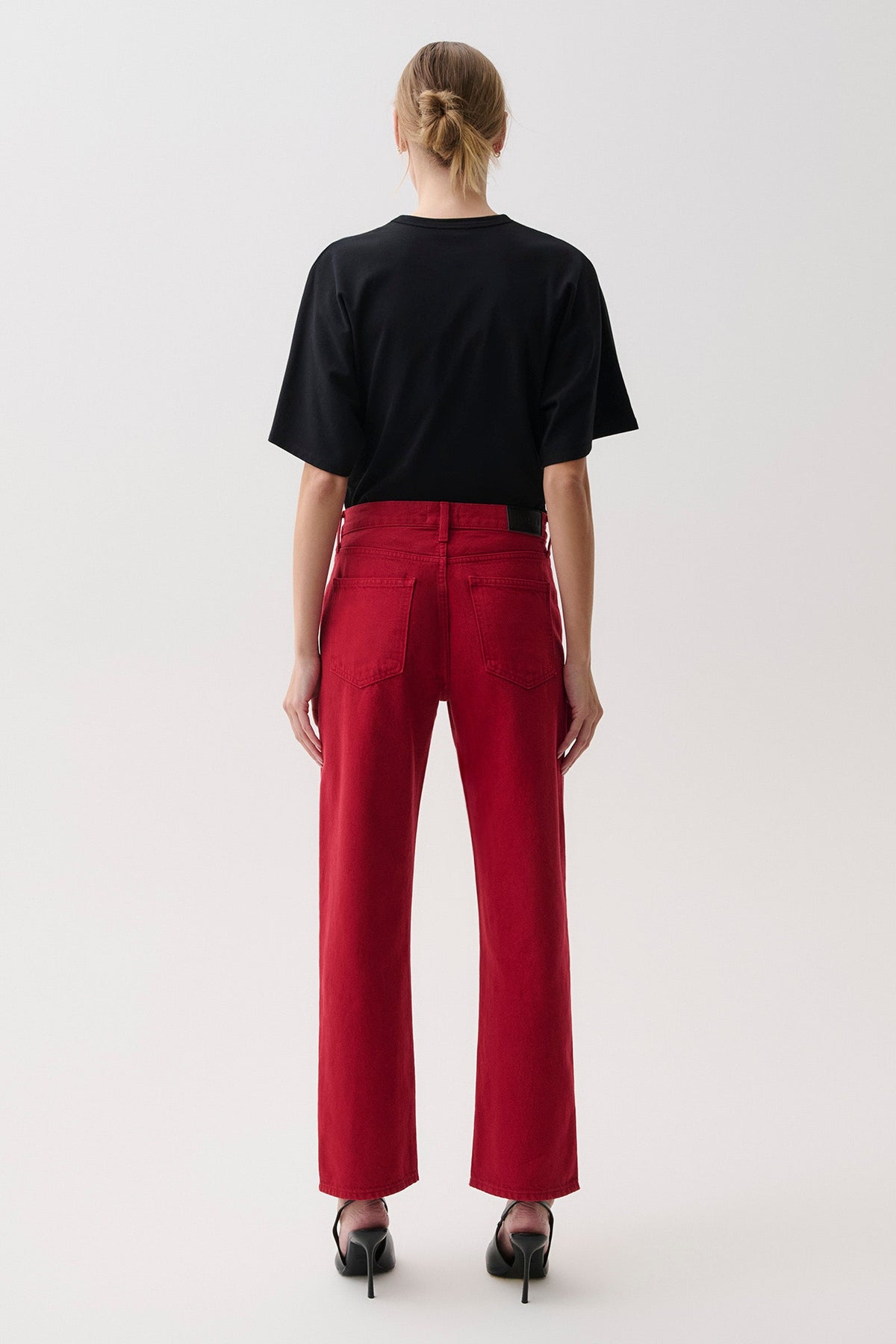 Lexi Mid Rise Bowed Straight - Savvy Red