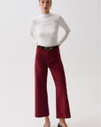 Penny High Rise Wide Leg Crop in Deep Crimson