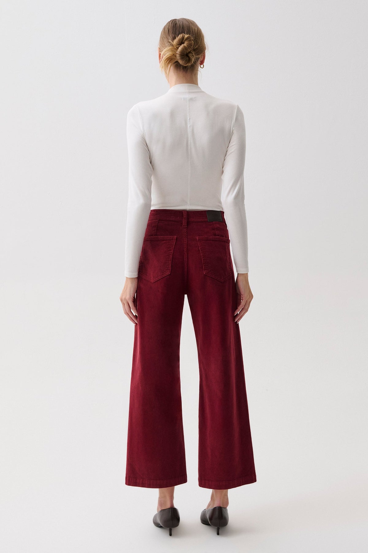 Penny High Rise Wide Leg Crop in Deep Crimson