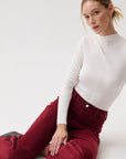 Penny High Rise Wide Leg Crop in Deep Crimson