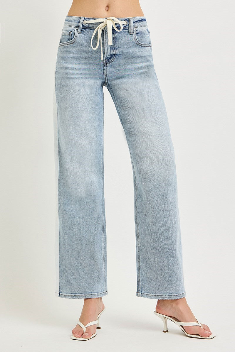 Fern Side Contrast Baggy Jean