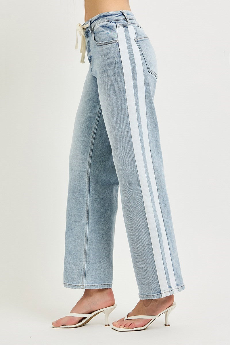 Fern Side Contrast Baggy Jean