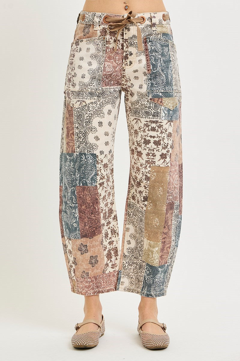 Earth Block Barrel Jean